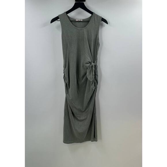 Sundry Body Con Sage Green Side Tie Midi Dress Size 1 Small - Picture 1 of 7